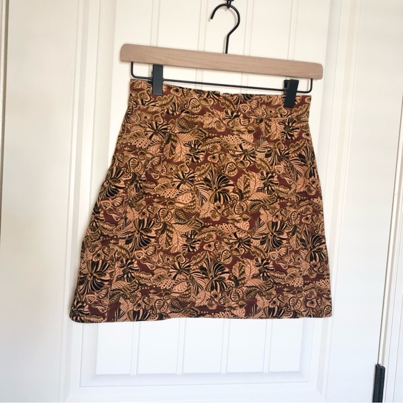 Zara Skirts Zara Corduroy Botanical Printed Mini Skirt- size XS - Picture 3 of 10